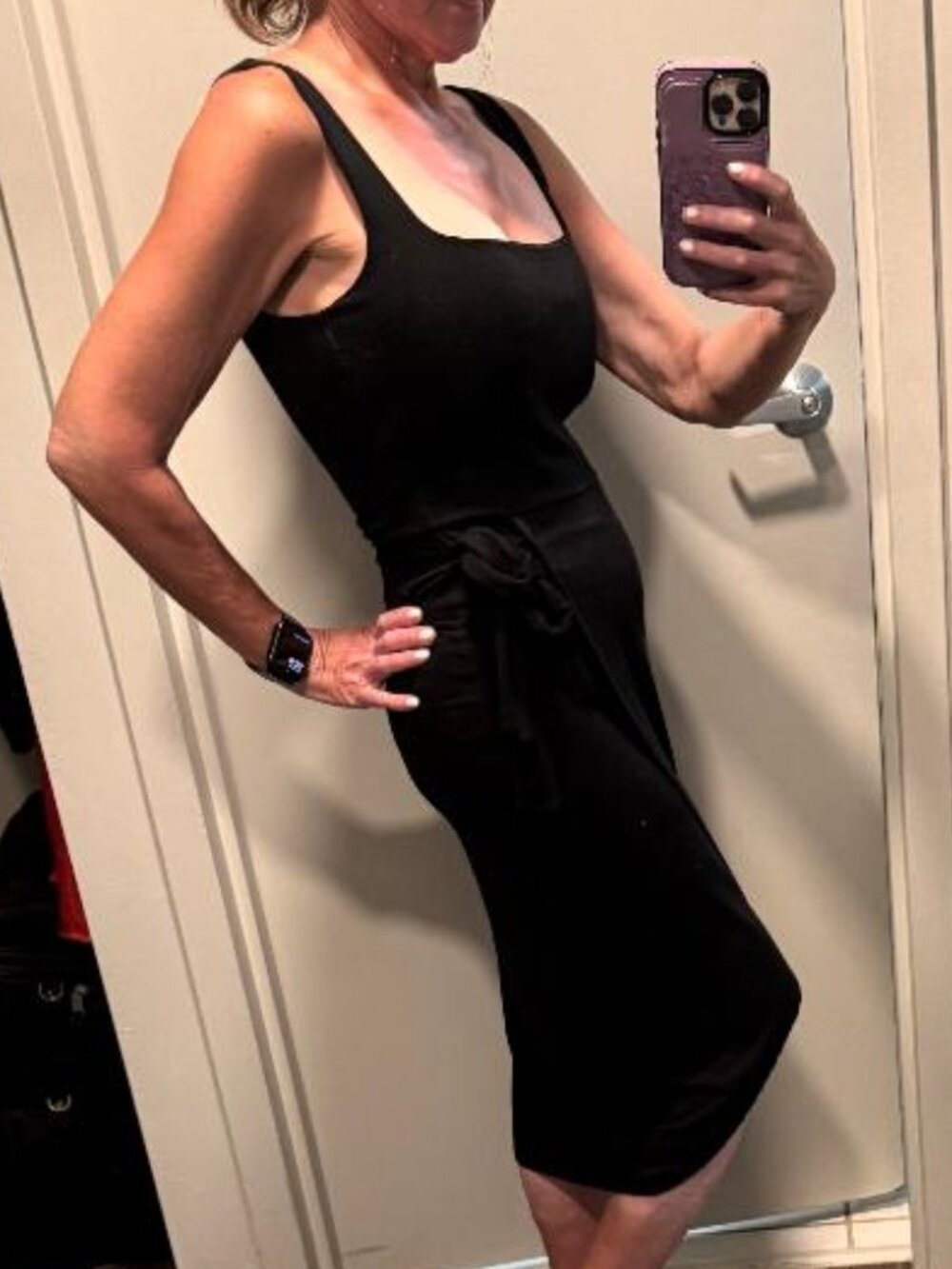 See You Monday Black Faux Wrap Midi Dress Size L NWOT